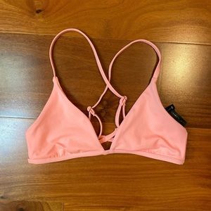 strappy coral bikini top